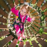 Pieni tyttö seikkailuradalla