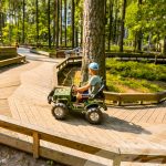 Dzintarin metsäpuistossa voi ajella vaikkapa sähköautoilla