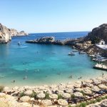 Lindoksen ranta, näkymä rannalta merelle päin.