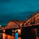 Kölnin iltashiluetti Reiniltä