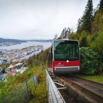 Funikulaari matkalla ylös Floyenvuoren rinteellä