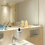 Kuva kylpyhuoneesta peilin kautta