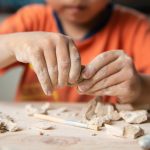 Dino Parkas -dinosauruspuisto poika askartelee