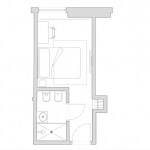 Pohjapiirros yhden hengen huoneesta