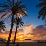 Magalufin ranta auringon laskiessa, Mallorca