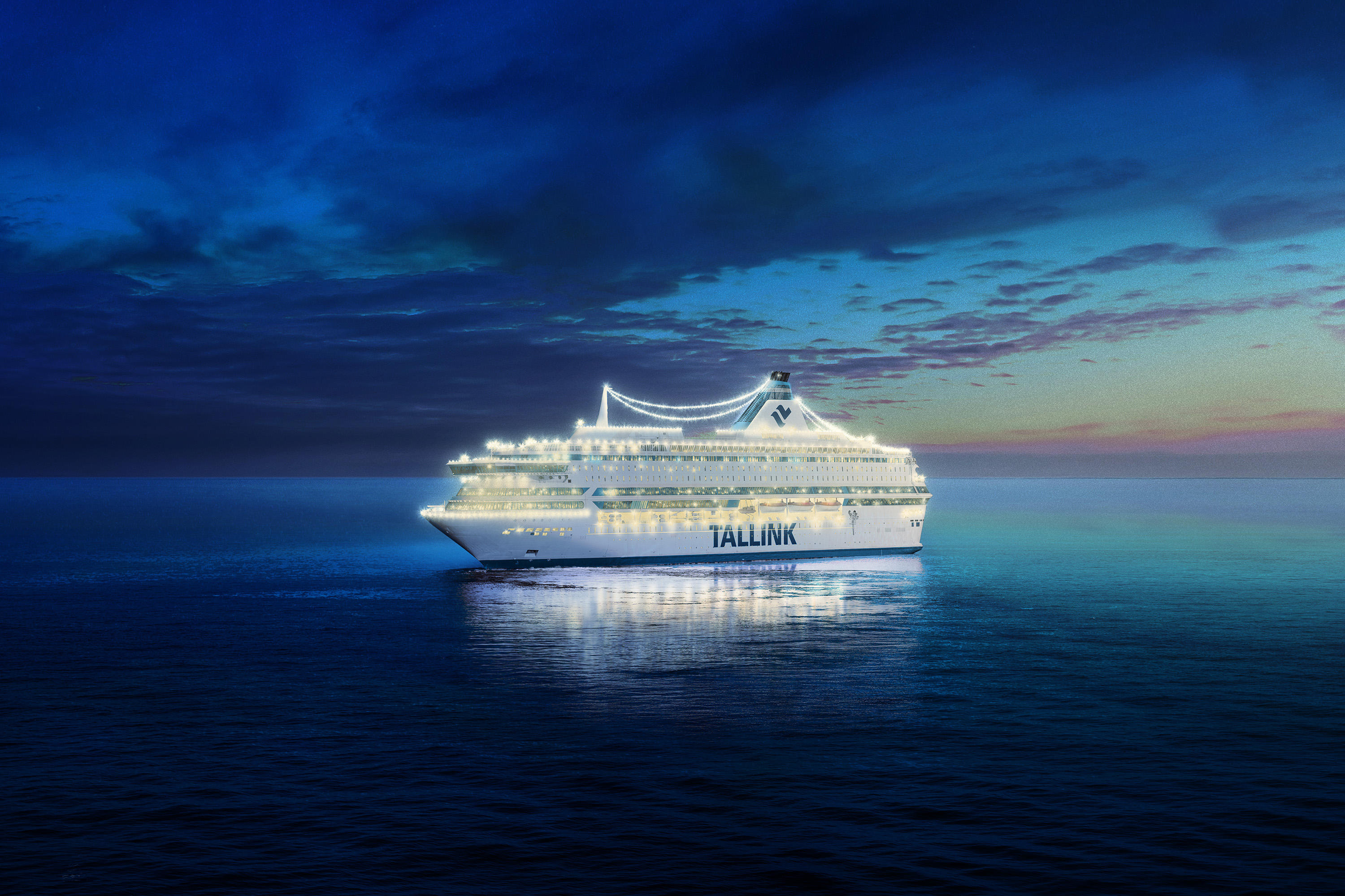 Tallink, laiva juhlavalaistuksessa
